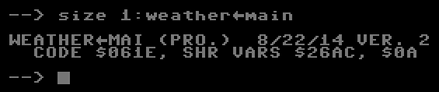 output of size command
